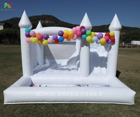 13x13x10 फीट वाणिज्यिक सफेद उछाल घर बड़े जंपर उछाल inflatable बच्चों के लिए महल स्लाइड और गेंद गड्ढे के साथ वयस्कों