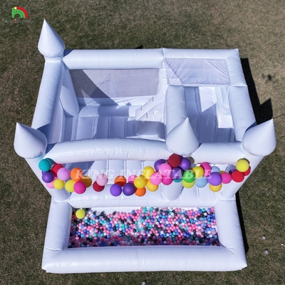 13x13x10 फीट वाणिज्यिक सफेद उछाल घर बड़े जंपर उछाल inflatable बच्चों के लिए महल स्लाइड और गेंद गड्ढे के साथ वयस्कों