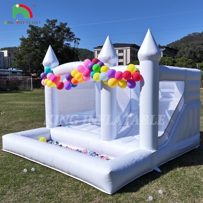 13x13x10 फीट वाणिज्यिक सफेद उछाल घर बड़े जंपर उछाल inflatable बच्चों के लिए महल स्लाइड और गेंद गड्ढे के साथ वयस्कों