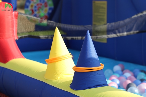 बच्चों के लिए पार्टी गीला सूखी inflatable उछाल घर पानी स्लाइड बॉलर संयोजन के साथ बड़ा स्प्लैश पूल चढ़ाई ब्लोअर बास्केट डार्टबोर्ड