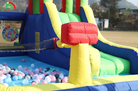 बच्चों के लिए पार्टी गीला सूखी inflatable उछाल घर पानी स्लाइड बॉलर संयोजन के साथ बड़ा स्प्लैश पूल चढ़ाई ब्लोअर बास्केट डार्टबोर्ड