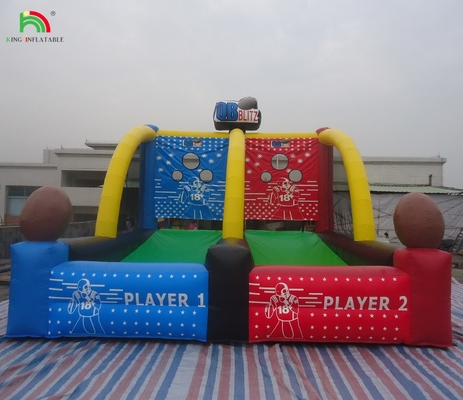 आउटडोर inflatable मजेदार खेल खेल क्वार्टरबैक ब्लिट्ज inflatable फुटबॉल टॉस खेल
