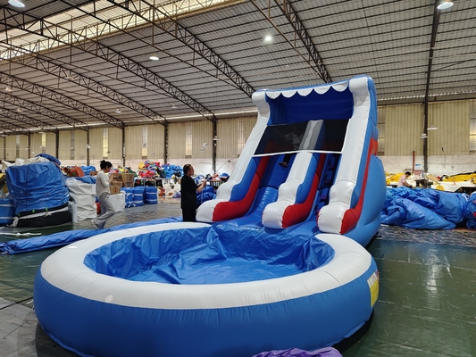 वाणिज्यिक वाटर स्लाइड Inflatable Kids Outdoor Games Wet Dry पानी के स्प्लैश पूल के साथ Inflatable वाटर स्लाइड