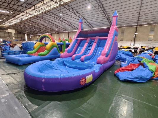 लोकप्रिय वाणिज्यिक डबल लेन inflatable पानी स्लाइड्स के साथ पूल पानी स्लाइड्स बच्चों और वयस्कों के लिए inflatable
