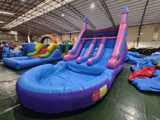 लोकप्रिय वाणिज्यिक डबल लेन inflatable पानी स्लाइड्स के साथ पूल पानी स्लाइड्स बच्चों और वयस्कों के लिए inflatable