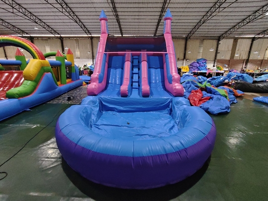 लोकप्रिय वाणिज्यिक डबल लेन inflatable पानी स्लाइड्स के साथ पूल पानी स्लाइड्स बच्चों और वयस्कों के लिए inflatable