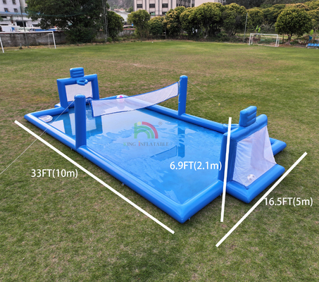 पीवीसी inflatable खेल खेल नीला inflatable पानी वॉलीबॉल नेट फील्ड फ़ुटबॉल मैदान एरेना कोर्ट Inflatable फुटबॉल कोर्ट मैदान