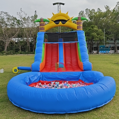 डबल लेन पीवीसी inflatable वाटर स्लाइड कंबाइन के साथ पूल बाधा चढ़ाई inflatable पूल स्लाइड