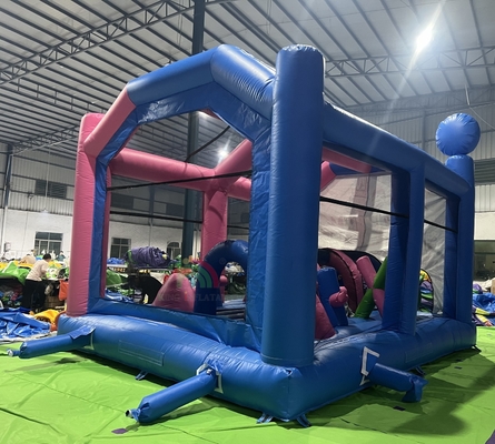 वाणिज्यिक inflatable Bounce House Castle Combo बाधा ट्रैंपोलिन के साथ inflatable bouncy कूद महल