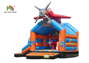 बाउंसर अग्निरोधी प्लेटो के साथ लाल विमान Inflatable कूद महल 0.55 मिमी पीवीसी तिरपाल