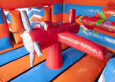 बाउंसर अग्निरोधी प्लेटो के साथ लाल विमान Inflatable कूद महल 0.55 मिमी पीवीसी तिरपाल