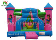 टिकाऊ पीवीसी गुलाबी राजकुमारी Inflatable वाणिज्यिक उछाल घरों बच्चों के लिए आउटडोर गतिविधियों