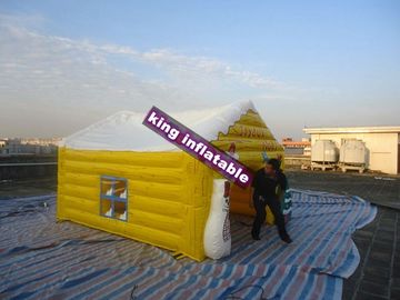 इंडोर और आउटडोर हाउस दोनों के लिए इन्फ्लेटेबल येलो कार्टन हाउस इवेंट टेंट