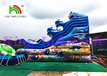 विशाल आउटडोर Inflatable पानी पार्क स्लाइड के साथ और जमीन स्विमिंग पूल के ऊपर