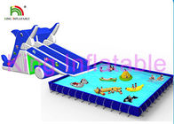ब्लू / व्हाइट इन्फ्लेटेबल वाटर पार्क स्लाइड, पूल और वाटर टॉयज में मल्टी फन