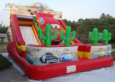प्लेटो पीवीसी द्वारा कार्टून कार सजावट Inflatable सूखी स्लाइड बच्चों आउटडोर पिछवाड़े स्लाइड