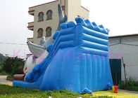 EN14960 Inflatable Dry Slide For Kids , Blue Double Stitch Inflatable Shark Slide