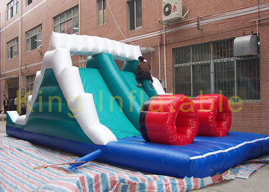 सीई ग्रीन विशाल Inflatable बाधा कोर्स सूखी दीवार पर चढ़ने के साथ स्लाइड