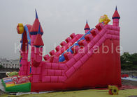 अनुकूलित 0.55mm पीवीसी गुलाबी Inflatable ज्वलंत पशु सूखी स्लाइड मनोरंजन पार्क