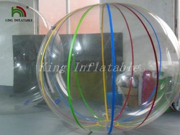 ब्लू स्ट्रिंग्स के साथ पानी की इन्फ्लेटेबल बॉल पर 1.0 मिमी पीवीसी पारदर्शी वॉक