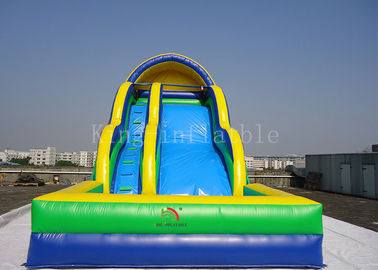 बच्चा Inflatable पानी स्लाइड अनुकूलित 0.55 मिमी पीवीसी तिरपाल डबल लेन