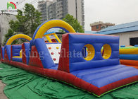 सीई 12 * 3 मीटर ब्लू आउटडोर खेल का मैदान खेल खेल वयस्कों के लिए Inflatable बाधा कोर्स