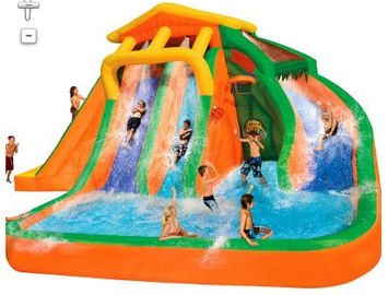 ऑरेंज और ब्लू 0.55 मिमी पीवीसी तिरपाल Inflatable पानी स्लाइड / नई डिजाइन पिछवाड़े स्लाइड