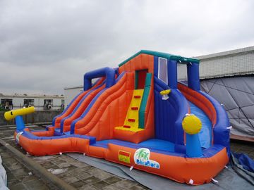 ऑरेंज और ब्लू 0.55 मिमी पीवीसी तिरपाल Inflatable पानी स्लाइड / नई डिजाइन पिछवाड़े स्लाइड