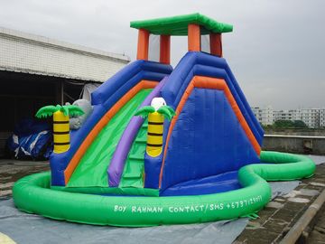 ऑरेंज और ब्लू 0.55 मिमी पीवीसी तिरपाल Inflatable पानी स्लाइड / नई डिजाइन पिछवाड़े स्लाइड