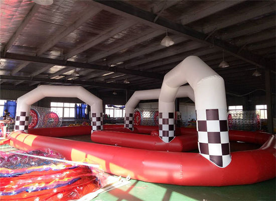 आउटडोर बड़े बच्चों को Inflatable कार रेस कोर्स ट्रैक