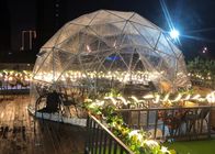 आउटडोर पारदर्शी 4 मीटर जियोडेसिक गुंबद तम्बू बबल कैंपिंग स्टेंट स्टार्स स्टील पाइप के एक दृश्य के साथ