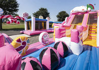 Commercial Plato PVC 10m Pink Candyland Inflatable Amusement Park With Slide