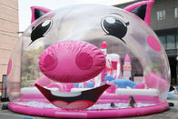 Commercial Pink Pig Inflatable Playground With Bubble Tent Cover