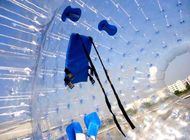 मनोरंजनात्मक TPU Inflatable घास Zorb, ऑरेंज 3 मीटर व्यास सॉकर Zorb बॉल