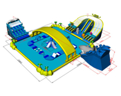 कस्टम शार्क इन्फ्लेटेबल खेल का मैदान वाटर पार्क बाधा कोर्स