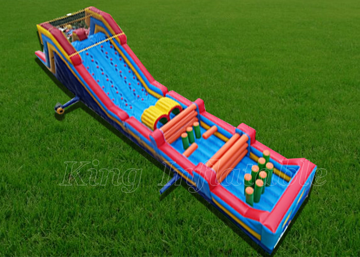Inflatable Obstacle Courses 20m Long PVC Blue Red Large Inflatables For Kids Adults