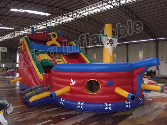 Outdoor 0.55mm PVC Blow Up Pirate Ship Dry Slide Waterproof With CE Certificated