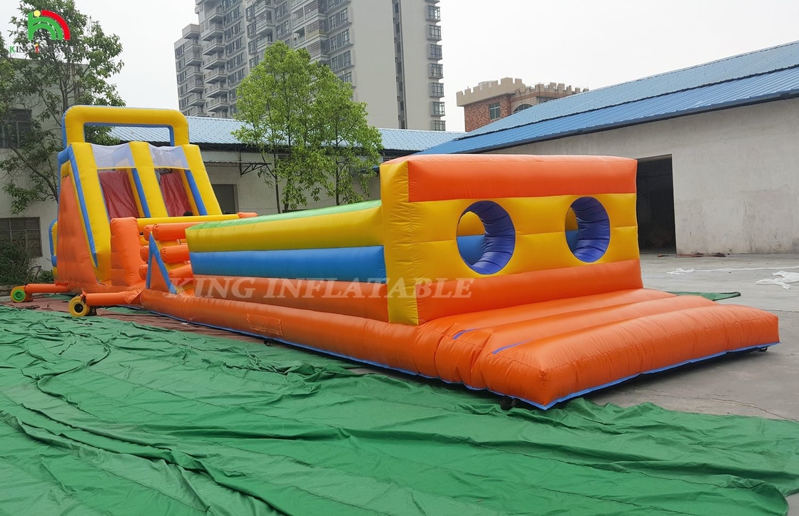 कस्टम स्पोर्ट inflatable कार्निवल गेम्स inflatable चैलेंज रेस बाधा कोर्स डबल लेन चढ़ाई और स्लाइड के साथ