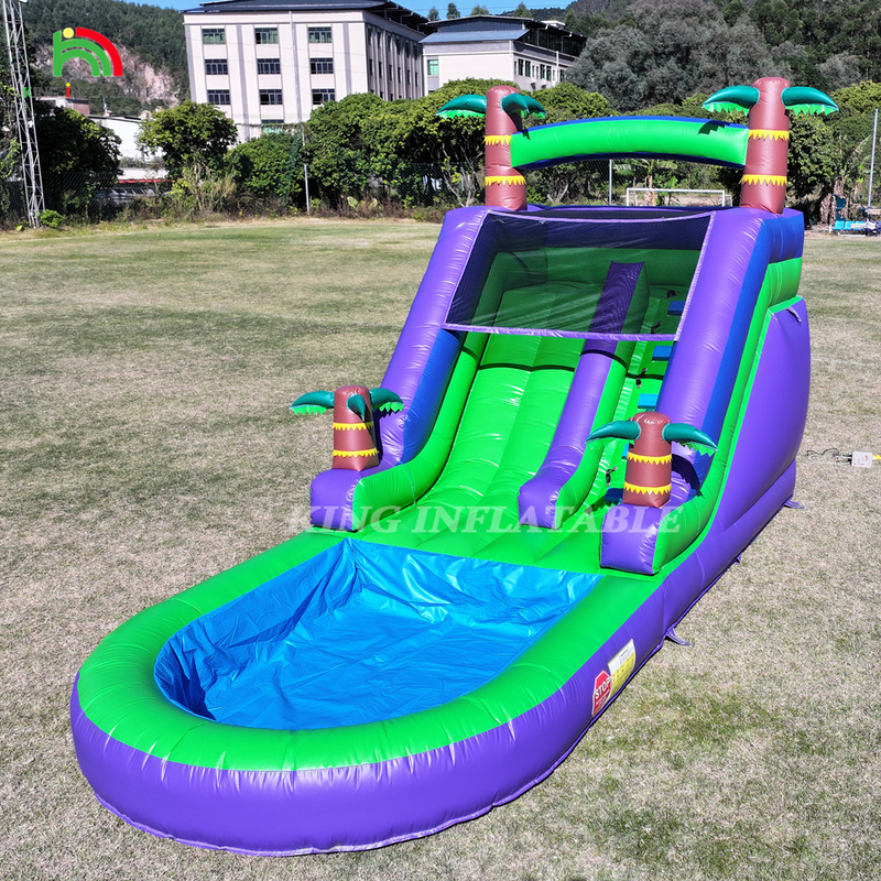 वाणिज्यिक पीवीसी inflatable पानी स्लाइड आउटडोर पिछवाड़े बच्चे पानी स्लाइड के साथ बड़ा पानी स्प्लैश पूल और 1100W ब्लोअर