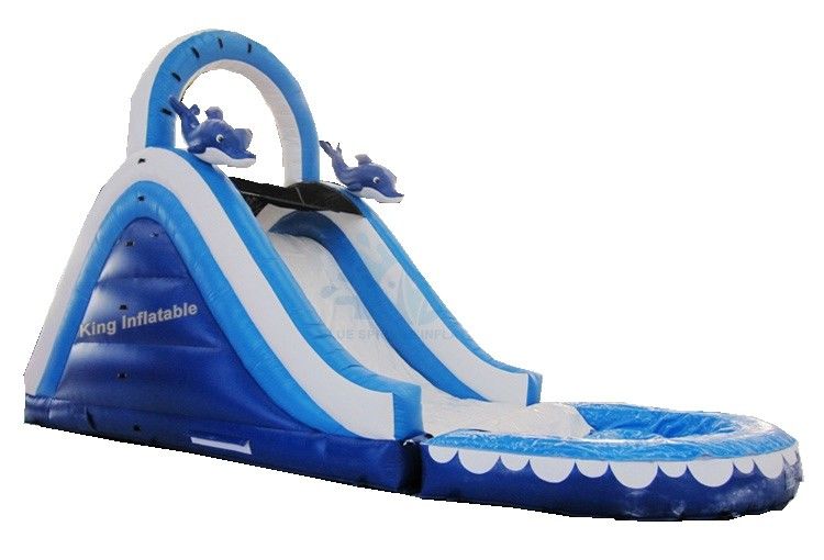 Mini Inflatable Water Slide With Double And Quadruple Stitching Blue And White