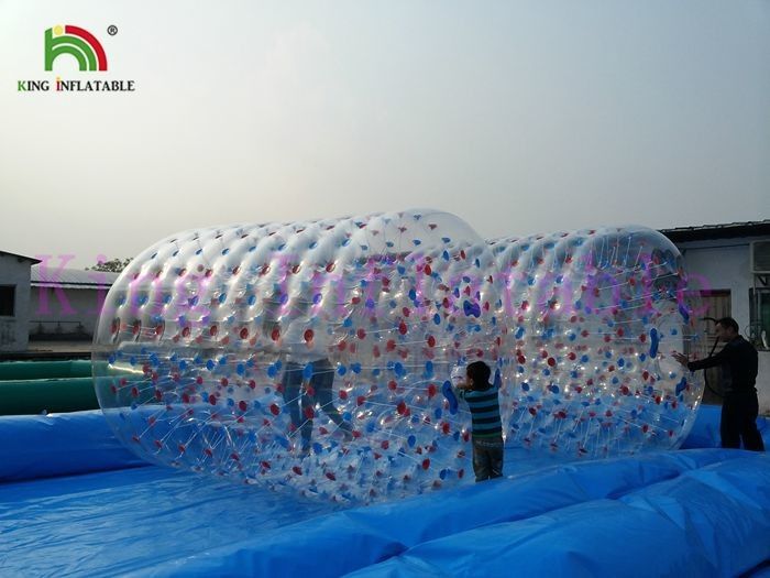 वयस्क बच्चों के लिए पारदर्शी Inflatable पानी के खिलौने रंगीन डी रिंग वॉटर रोलर
