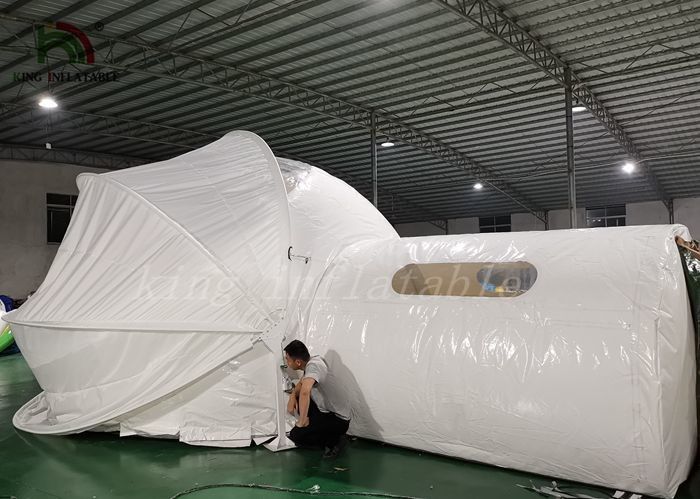होटल की इमारत के लिए पर्दे के साथ अर्ध स्पष्ट Inflatable बुलबुला होटल तम्बू