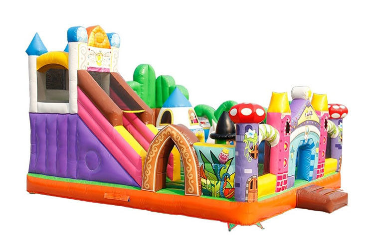 0.55mm PVC Inflatable Bouncy Castle Playground For Rental Full Color Printing