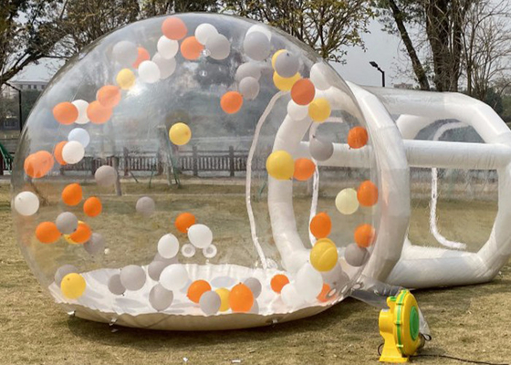 220V 110V एयर ब्लोअर के साथ inflatable बुलबुला तम्बू आउटडोर शिविर के लिए सफेद पारदर्शी रंग