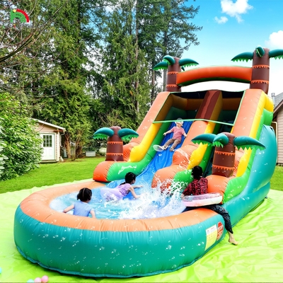 वाणिज्यिक सूखी और गीली पानी स्लाइड inflatable उष्णकटिबंधीय Fiesta ब्रीज बच्चे पूल के साथ inflatable पानी स्लाइड