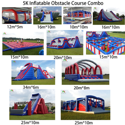 पीवीसी टारपौलीन 5k inflatable बाधा कोर्स कॉम्बो बड़े स्लाइड इंटरैक्टिव वयस्क inflatable बाधा